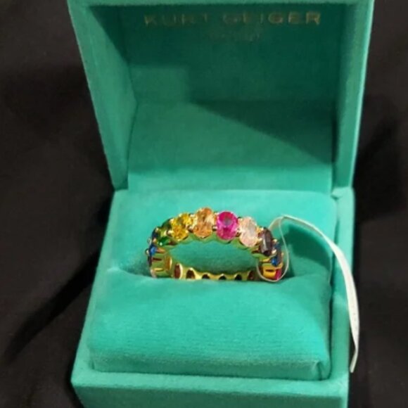 Kurt Geiger Jewelry - KURT GEIGER LONDON Rainbow Stone Band Ring Size 9
